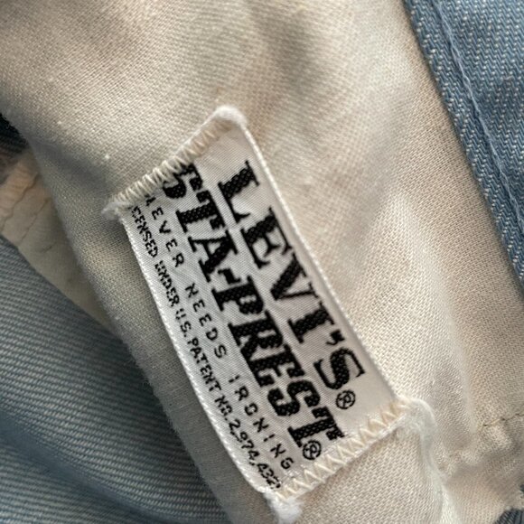 Vintage Levi's BIG E 60s 70s Black Gold Tab Staprest Baby Blue Jeans Womens 26 - Picture 8 of 12